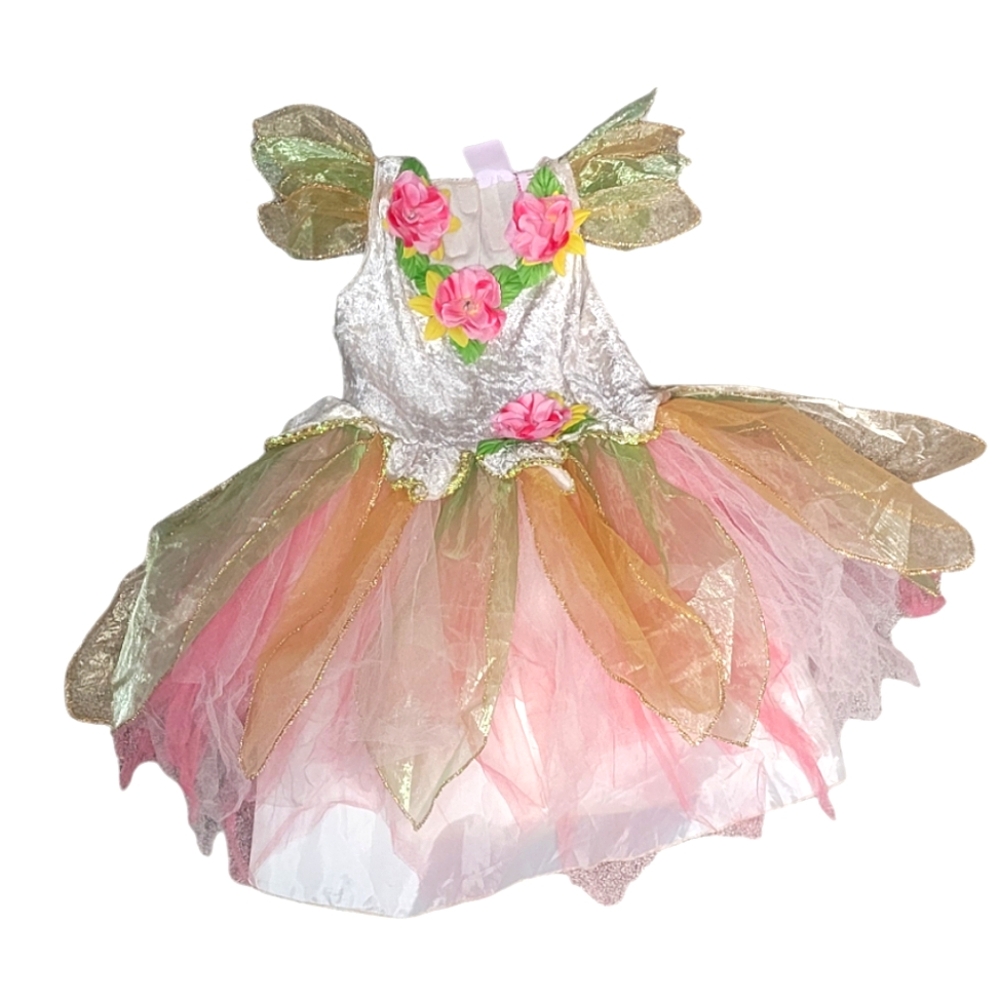 Pink & Gold Floral Fairy Tutu Dress for Kids